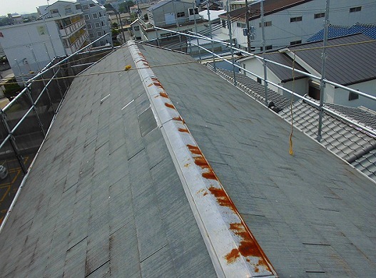 明石市　現地調査　棟板金　錆